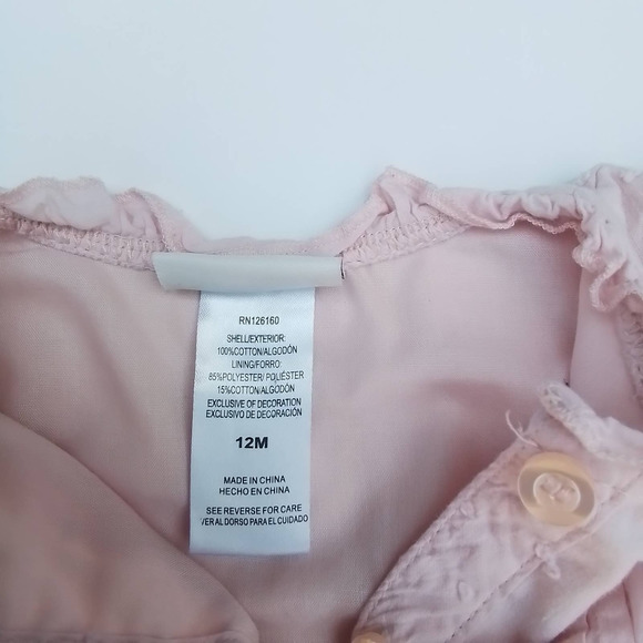 Daisy Fuentes Blouse Girls 12mo Pink w/ Ruffle - Picture 4 of 4